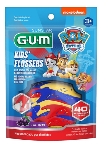 Flosser Fio Dental Infantil Gum Patrulha Canina Uva 40 Un