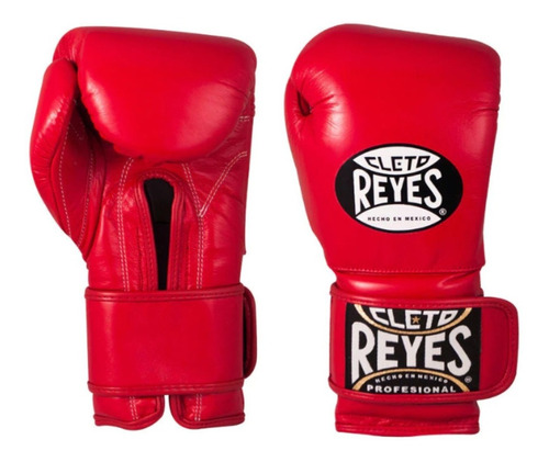 Guantes Box Cleto Reyes Con Velcro Piel Negro Rojo 14oz