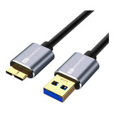 Cable Usb 3.0 De Disco Duro Externo Macho A B Micro De 0.5m Gris