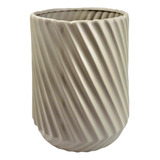 Vaso Decorativo Cinza Fosco Spin De Chão 37x32cm Cerâmica