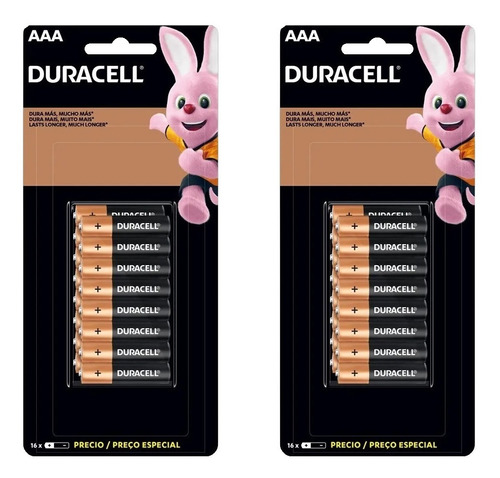 Pilha Aaa Duracell 32 Unidades Econopack Cartelas C/16