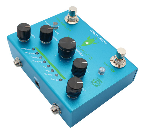 Pedal Bass Effect Maker. Reverb, 8 Modos, Guitarra Azul Con