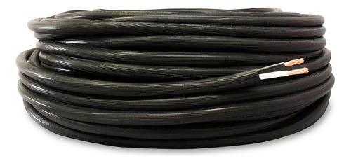 Cable Uso Rudo Para Exteriores Rollo Con 100m Calibre 2x12 Pvc Grueso Color Negro Mca. Luz En Linea