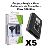 5x Carga Y Juega Xbox 360 Case Gabinete Disco Duro 360 Slim
