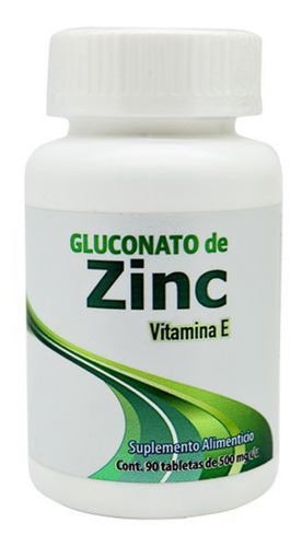 Gluconato De Zinc 90 Tabletas 500 Mg Dos Mundos Sabor Sin Sabor