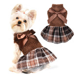 Yikeyo Fuzzy Dog Plaid Sweater Dress, Ropa Cálida De Inviern