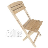 6 Sillas Plegables Grandes De Madera Al Natural 83cm Altura