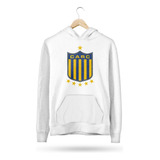 Buzo Canguro Club Rosario Central Escudo En Pecho Dos Blanco