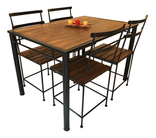 Mesa Comedor Sillas Hierro Forjado Industrial 140x80 Campo