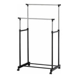 Rack Doble Perchero Para Colgar Ropa Armable Organiador Color Negro