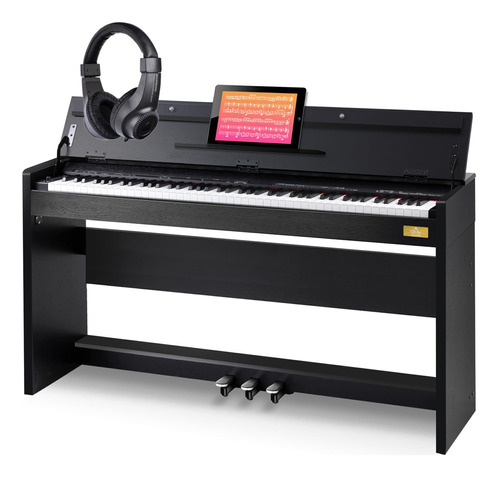 Aodsk Piano Digital De Acción Con Peso De 88 Teclas, Tecla. Color Negro