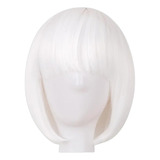 Peluca Corta Cabello Blanco Total Liso Sintetica Kanekalon