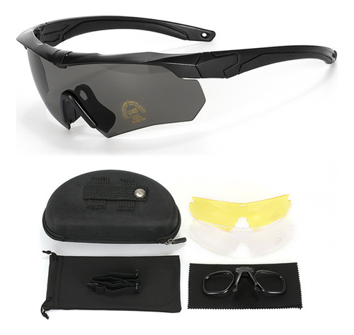 Gafas Goggles Táctico Tiro Uv400 Protección Con 3 Lentes