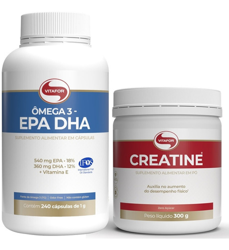 Omega Epa Dha 240 Cápsulas + Creatina 300g Vitafor