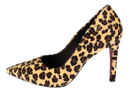 Scarpin Salto Animal Print Onça Com Forro Cacharrel Ayons