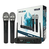 Microfone Sem Fio Duplo Vhf Profissional Vokal Vws-20 Preto