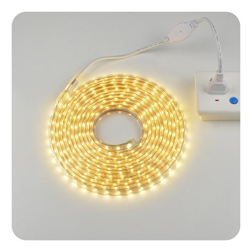 10m Fita Led Chata Luz Forte Quente Super Brilho + Conector