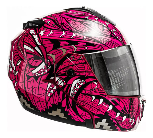 Casco Mujer Biker Kov Stealth Alebrije Rosa Kov Abatible