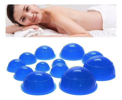 12 Copos Silicone Ventosaterapia Massagem Spa Musculação Pro