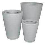 Kit 3 Vasos Luxo Decor Planta Casa Jardim + Pratos Coletores