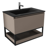 Mueble De Baño Delfos Cajón Y Repisa Thunder Grey Mate 700mm