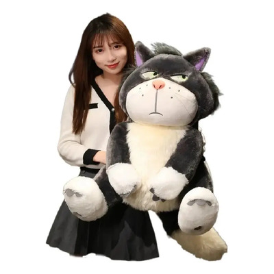 Peluche El Gato Cenicienta Lucifer 82cm Jumbo Gigante Gris