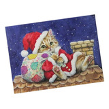 Diy 5d Diamante Pintura Navidad Gato Kit De Punto De Cruz