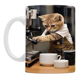 Taza De Ceramica Gatito Mozo Cafe Cafetero Meme