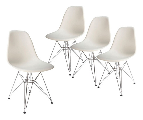 Silla De Comedor De Plástico Diseño Cromada Dsw - Eames X4