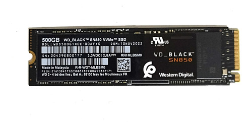 Unidad Interna De Estado Sólido Wd 500 Gb Sn750 Nvme M.2 Ssd