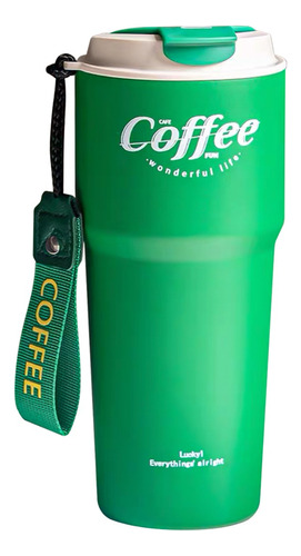 Termo Para Cafe Mug Vaso Termico 620ml Sellable Inoxidable Color Verde