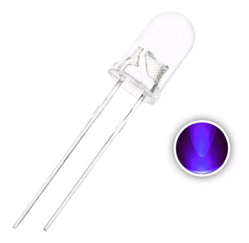 X10 Led Uv Violeta 5mm Alto Brillo Alta Luminosidad Hobb