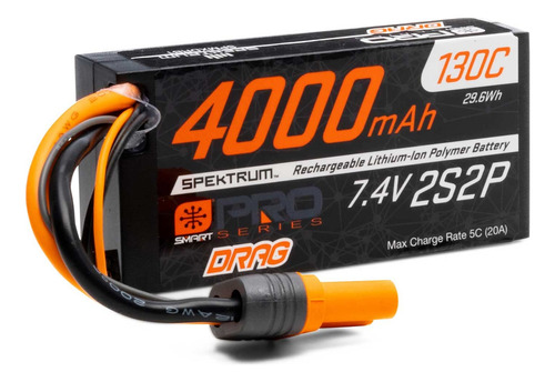 Spektrum 7.4v 4000mah 2s 130c Smart No Prep Drag Lipo Bateri