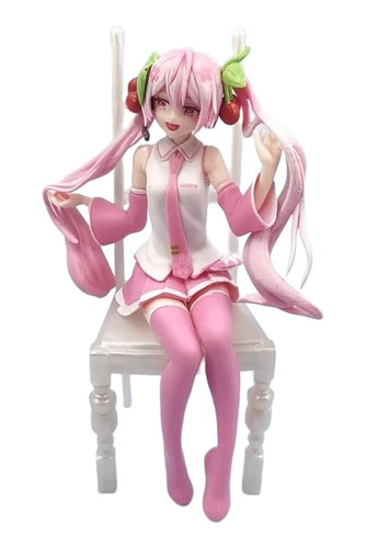 Figura Hatsune Sakura Miku Pink Cherry Muñeca + Silla