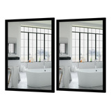 Espejo De Pared Grande Negro Para Baño, Espejo De 18 X 24 Pu