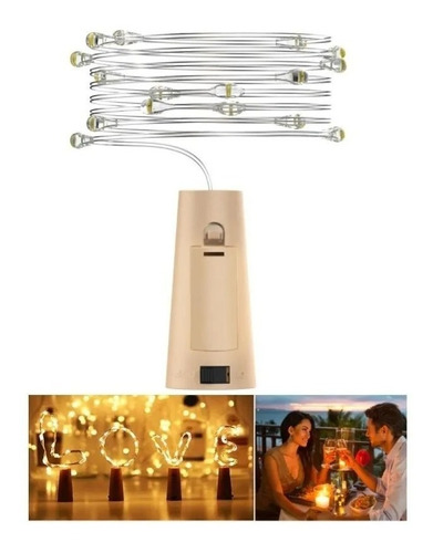 10 Luz Corcho Hada Alambre Micro Led Boda Deco Blanco Calido