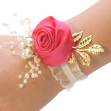 Pulsera Flor Rosa Corsage Dama Honor Novia Muñeca Fiuscha