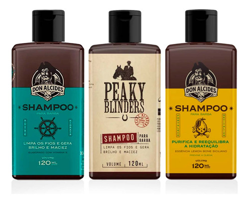 Kit 3x Shampoo Barba Calico Lemon Peaky Blinders Don Alcides