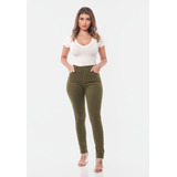 Calça Sarja Skinny Cintura Alta Conforto Verde Promoção