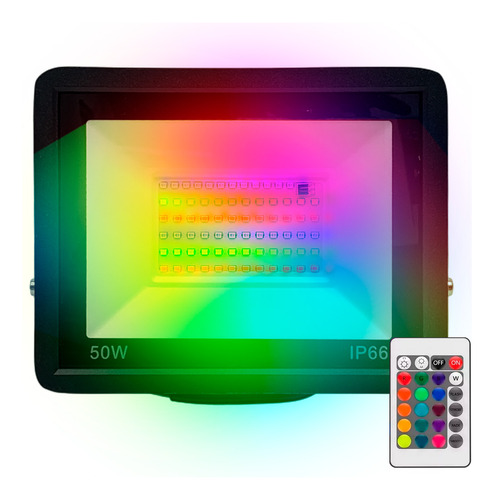 Reflector Led Rgb 50w Exterior Color Control Remoto Ip66