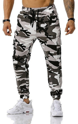 Pantalones De Jogging De Camuflaje Con Costuras Para Hombres