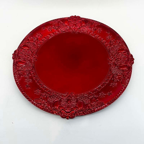 Plato Base 33x33x1.7cm Borde Mar Rojo