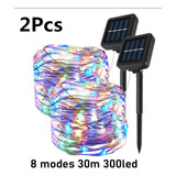 2 Pcs 8 Modos 30m Outdoor Lâmpada Solar Corda Luzes 300 Leds