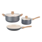 Set Cacerolas + Sarten 24cm Linea Crema Hudson