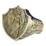 Anillo Punk De Bronce Para Hombre Con Sello De Cruz Griega