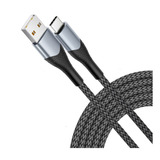 Cable De Datos Usb Tipo C Carga Rápida 1 Metro Nylon Negro