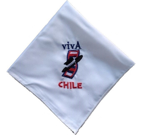 Pack 12 Pañuelos Blancos De Cueca Bordados 35cm Viva Chile