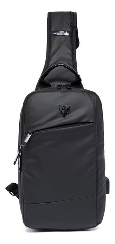 Shoulder Bag Cavalera Bolsa Transversal Executiva Resistente Cor Preto Correia De Ombro Preto Desenho Do Tecido Liso