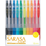 Cebra Sarasa Clip De Tinta Gel Bolígrafo, 0,7 Mm, 10 Color C