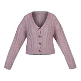 099-64 Sweater Dama Tejido De Punto Con Botones Palo De Rosa